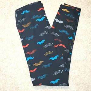 LuLaRoe Mustache Leggings - Size OS
